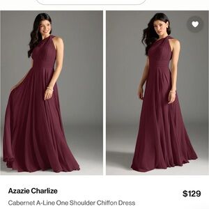 Azazie One Shoulder Chiffon Dress in Cabernet